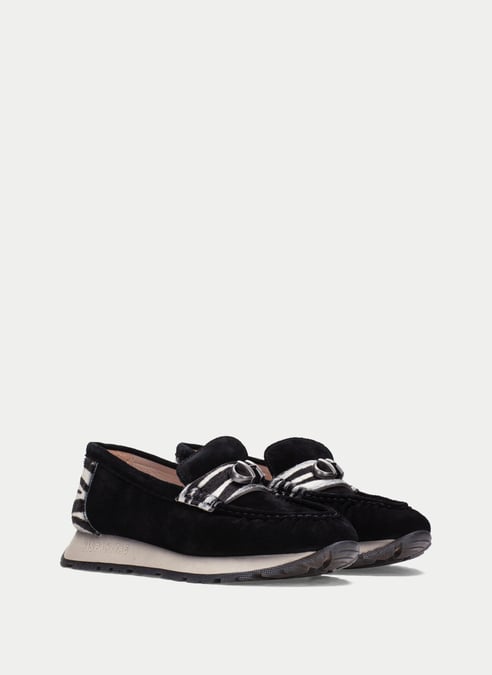 outlet mocassino-sport kansas nero-zebra - hispanitas
