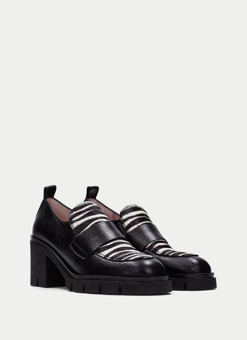 outlet mocasín zurich negro-cebra - hispanitas